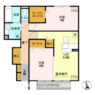 シュタットみどりの D【1階】の間取り