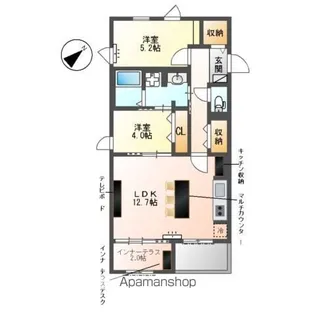 ラ・セルリアン(La Cerulean)【2階】の間取り