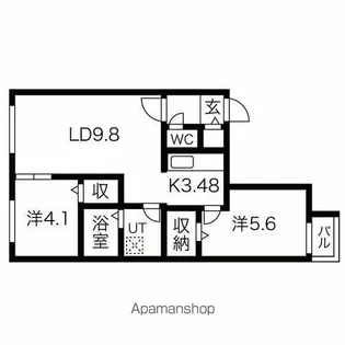 カオン山鼻(S17W10MS)【3階】の間取り