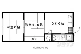 一丁田ハウス【1F1号室】の間取り
