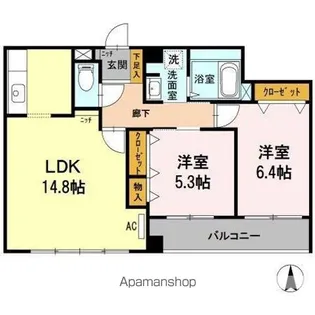 アルカス西公園【1階】の間取り