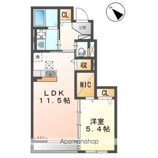 クラッセ山手【102号室】の間取り