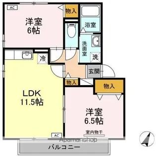 パルティール谷田 A【2階】の間取り