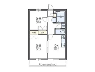 レオパレス四軒丁【102号室】の間取り