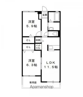 グリーンビレッジⅡ【103号室号室】の間取り