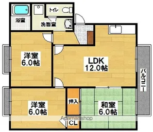 プレステージ大美野【2階】の間取り