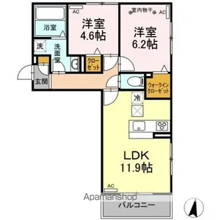 DーROOM 森本【1階】の間取り