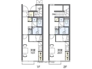 レオパレスサンクローバー【110号室】の間取り