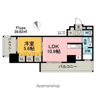 RJRプレシア吉塚駅前【808号室】の間取り