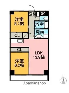 COM’S二ツ坂【3C号室】の間取り