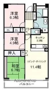 ウィスティリア中田【604号室】の間取り