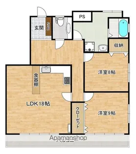 ハートウイング【8F東号室】の間取り