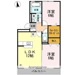 ジュネス針田 B棟【B206号室】の間取り