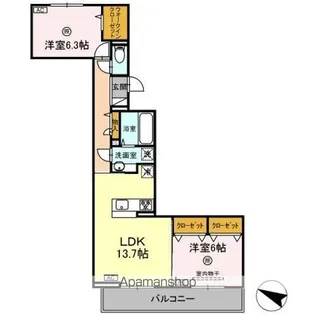 D-ROOM KAWAZOE【3階】の間取り