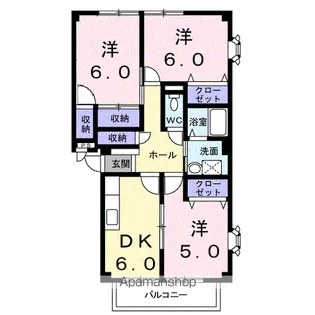 クローバーヒルズA【1階】の間取り