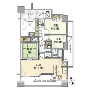 ライオンズステージ立川ラフィナタワー【5階】の間取り