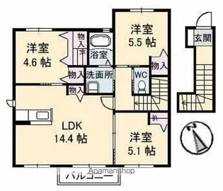 プランドール A・B棟【2階】の間取り
