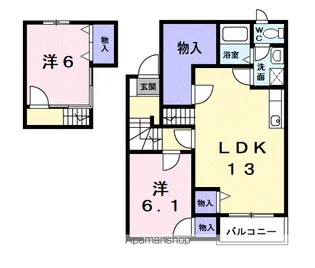 グランデカメリア山の手Ⅰ【2階】の間取り