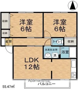 シャン・ド・フルールA・B【A102号室】の間取り