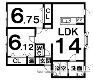 ユトリロ鳳乃舞A棟【1-1号室】の間取り