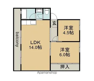 ハイツ松寿【1階】の間取り