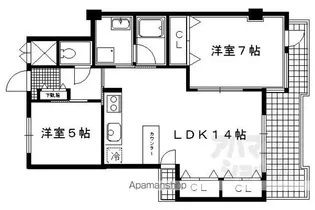御所西ロイヤルプラザ【302号室】の間取り