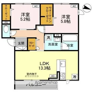 プリュニエ【3階】の間取り