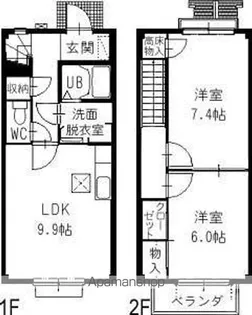滋賀県長浜市木之本町千田【テラスハウス】の間取り