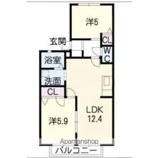 アルカディアA・B棟【B202号室】の間取り