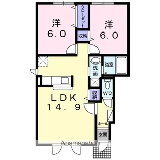ル・シーニュ大和 Ⅲ【1階】の間取り