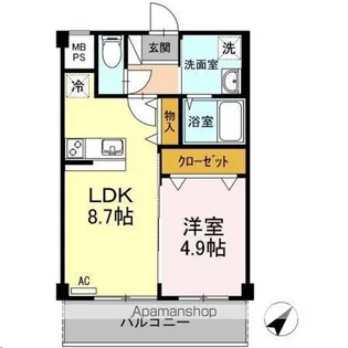 ゆうこく東仙台【2階】の間取り