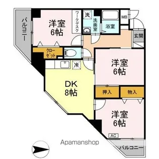 グランドール清水【3階】の間取り