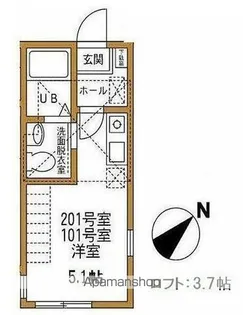 ハーミットクラブハウス霞ヶ丘【1階】の間取り