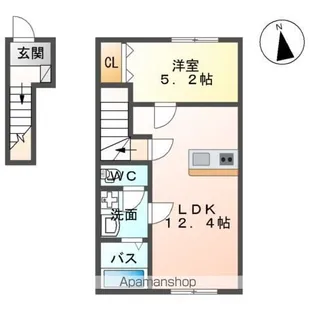 仮)白河中山下アパートB【206号室】の間取り