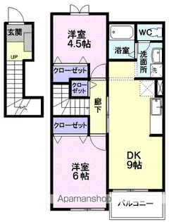 シャン・ド・フルールA【2階】の間取り