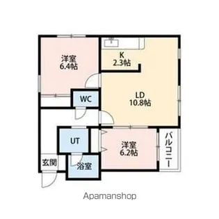 レジデンス月寒【406号室】の間取り