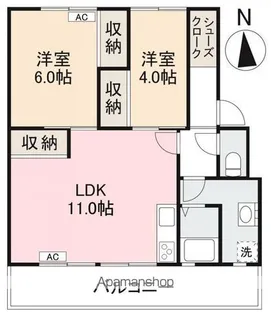 K’SB上之町Ⅱ【402号室】の間取り