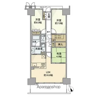 滋賀県草津市南草津2丁目【マンション】の間取り