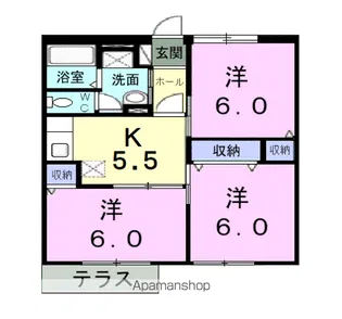 シャルマン北川毛A【1階】の間取り