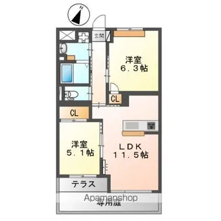 GRACIOUS VILLA(グレイシャス ヴィラ)【1階】の間取り