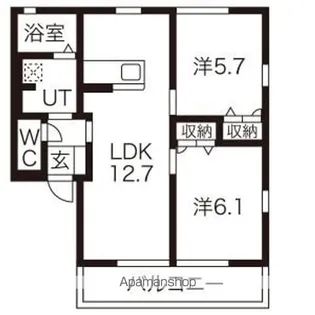 ヴェルデ阿左美IV棟【102号室】の間取り