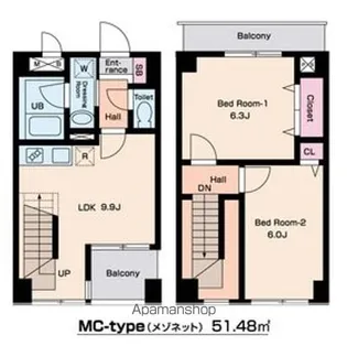 プレジールS【6階】の間取り