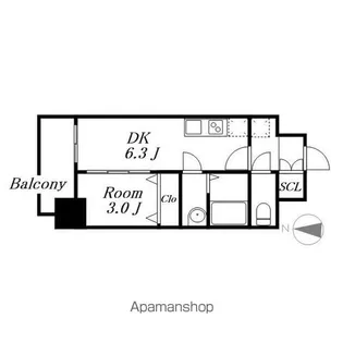メイクスWアート名駅南Ⅲ【704号室号室】の間取り