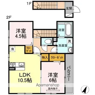 2LDKの間取り画像