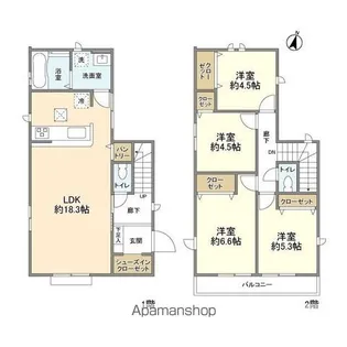 東京都東村山市廻田町1丁目【一戸建】の間取り
