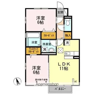 サザンメナー B【1階】の間取り