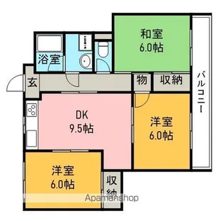 ハイツシャローム【1階】の間取り