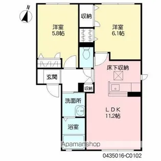 ショコラヴェルデ C棟【102号室】の間取り
