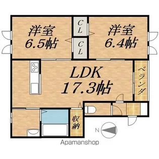 フォンテーヌ弥生Ⅱ【2階】の間取り