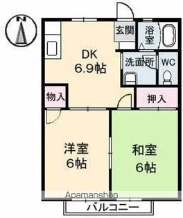 サンライフ木太 A・B・C棟【C103号室】の間取り